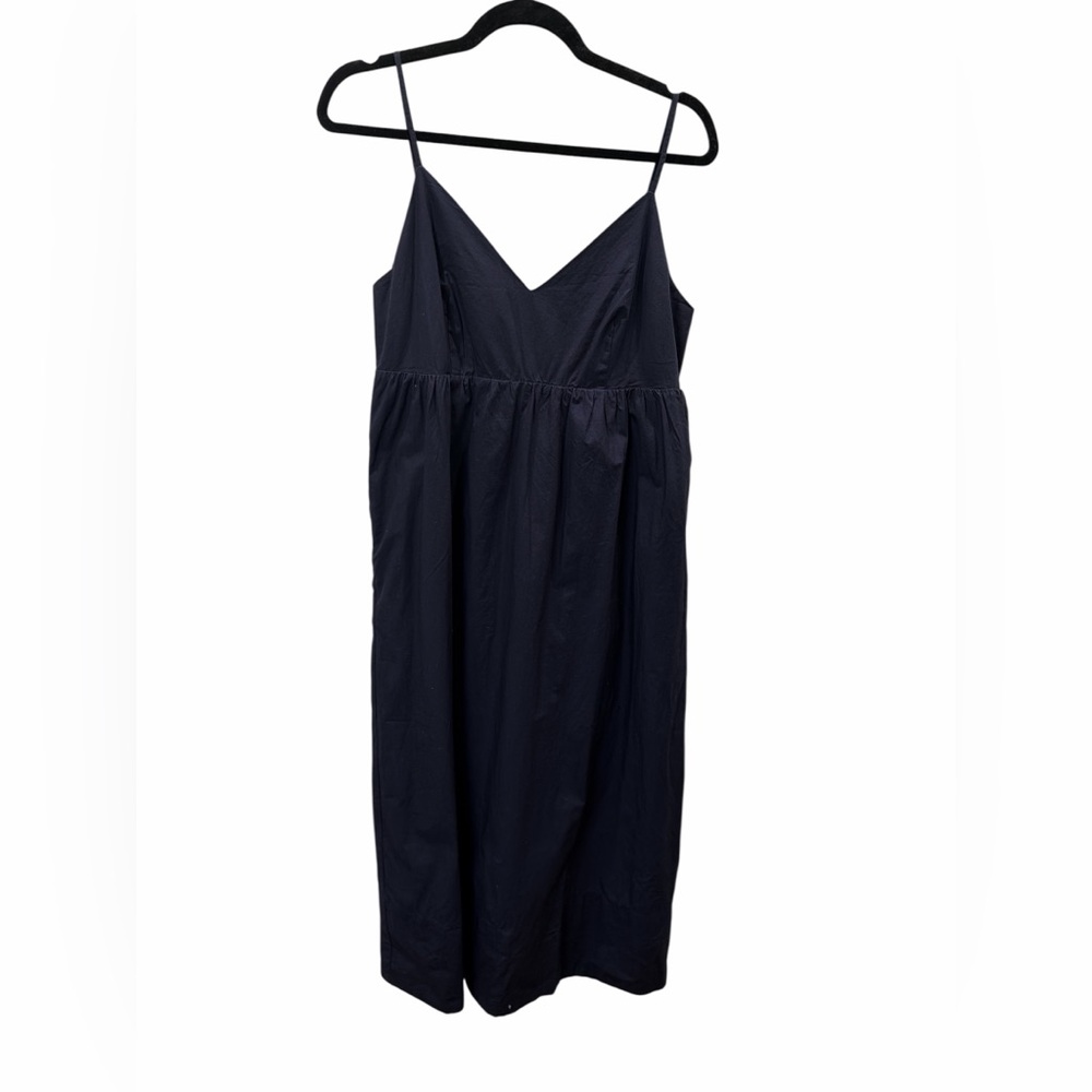 Quince Simple Navy Spaghetti Strap Midi Dress Size M